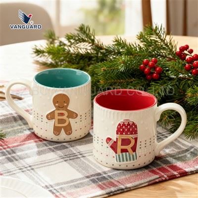 エンボスクリスマスセラミックマグカップ